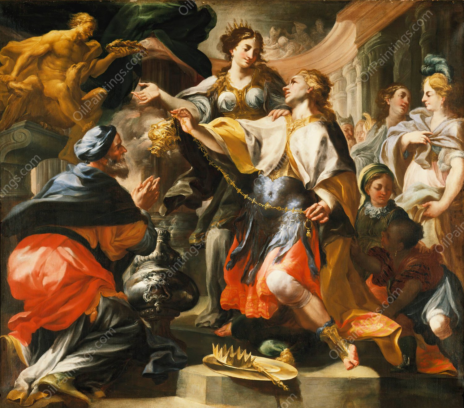 Solomon Worshiping a Pagan God  by Domenico Antonio Vaccaro - Hand-Painted Oil Painting Reproduction