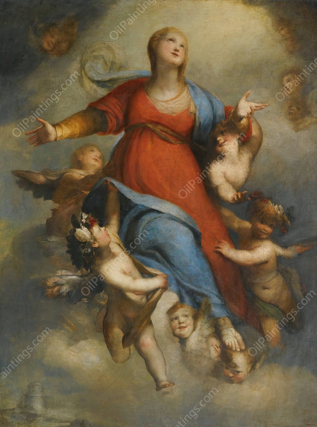The Assumption Of The Virgin by Domenico Piola - Hand-Painted Oil Painting Reproduction