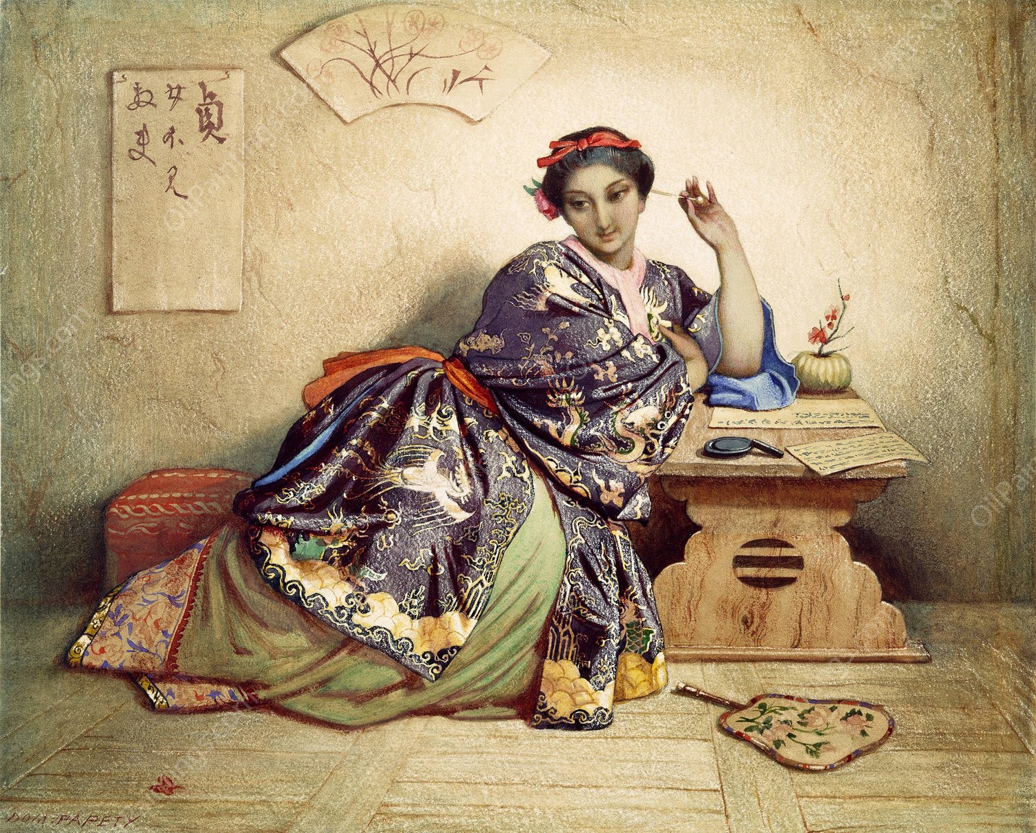 A Chinese Girl  by Dominique Louis Papety - Hand-Painted Oil Painting Reproduction