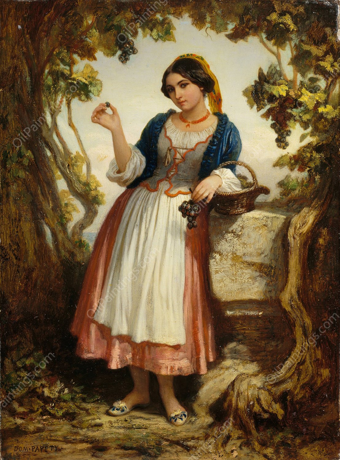 An Italian Peasant Girl  by Dominique Louis Papety - Hand-Painted Oil Painting Reproduction