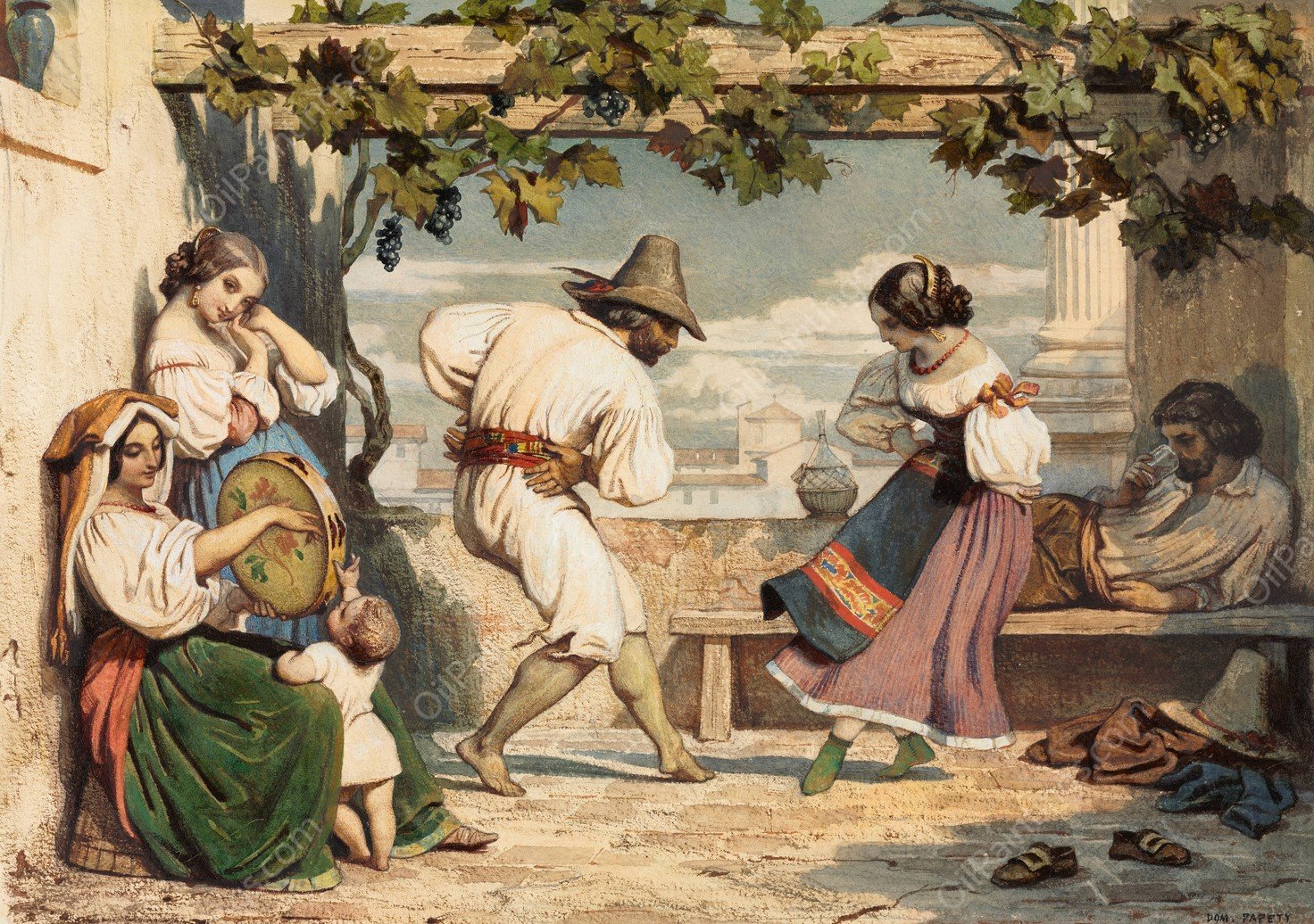 La Saltarelle  by Dominique Louis Papety - Hand-Painted Oil Painting Reproduction