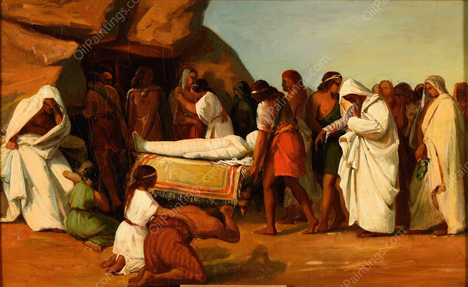 Scene de funerailles by Dominique Louis Papety - Hand-Painted Oil Painting Reproduction