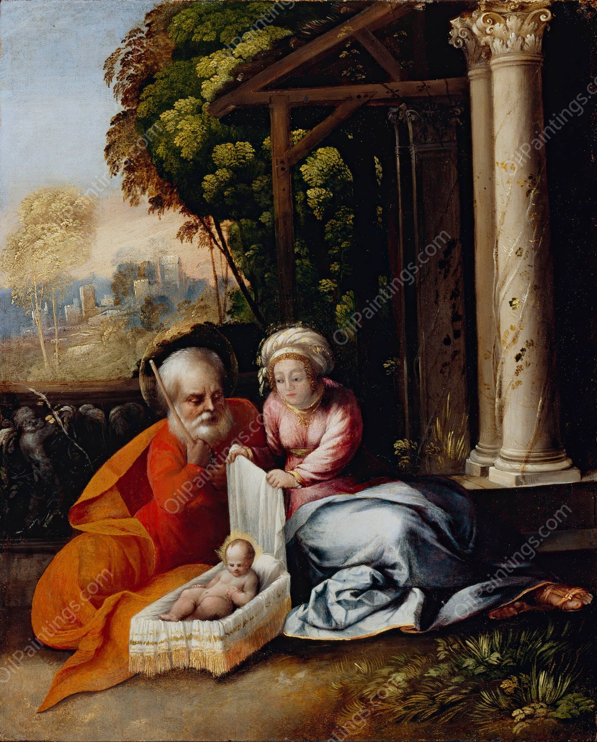 The Holy Family  by Dosso Dossi - Hand-Painted Oil Painting Reproduction