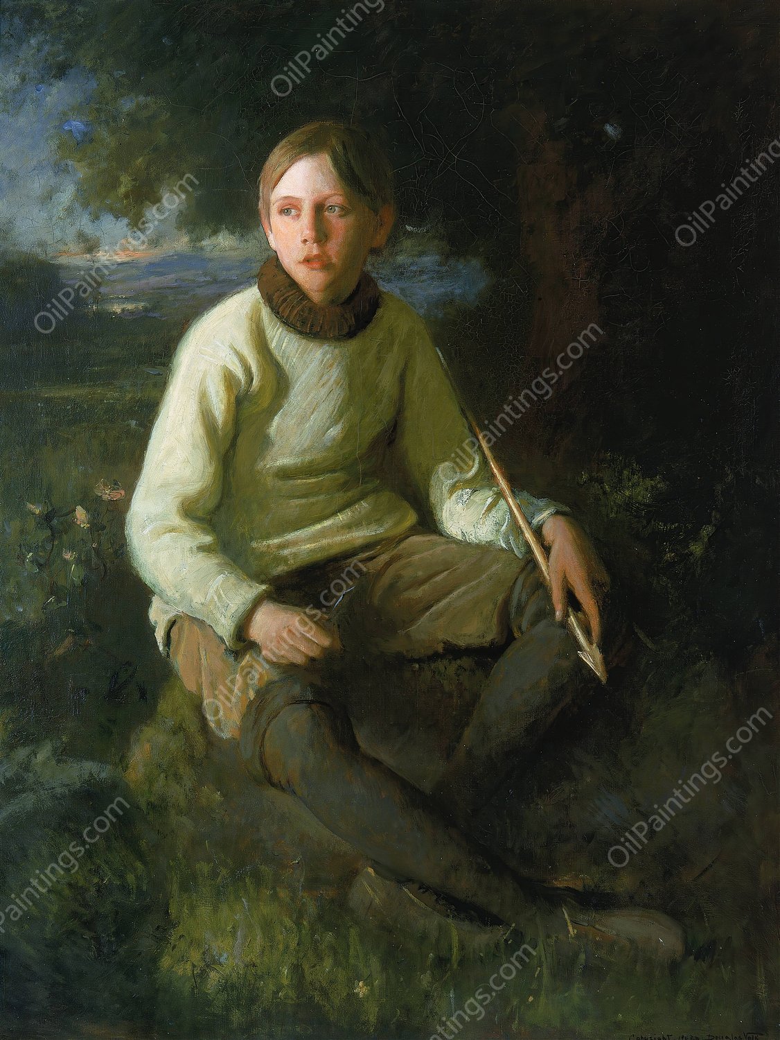 The Boy with the Arrow  by Douglas Volk - Hand-Painted Oil Painting Reproduction