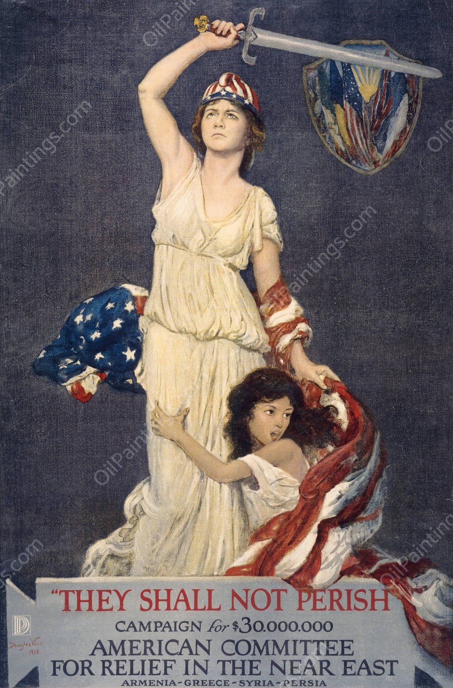 They shall not perish, American Committee for relief in the Near East  by Douglas Volk - Hand-Painted Oil Painting Reproduction