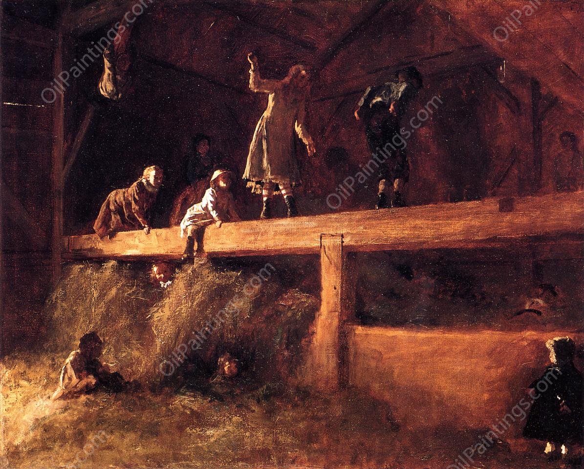 In the Hayloft by Eastman Johnson - Hand-Painted Oil Painting Reproduction