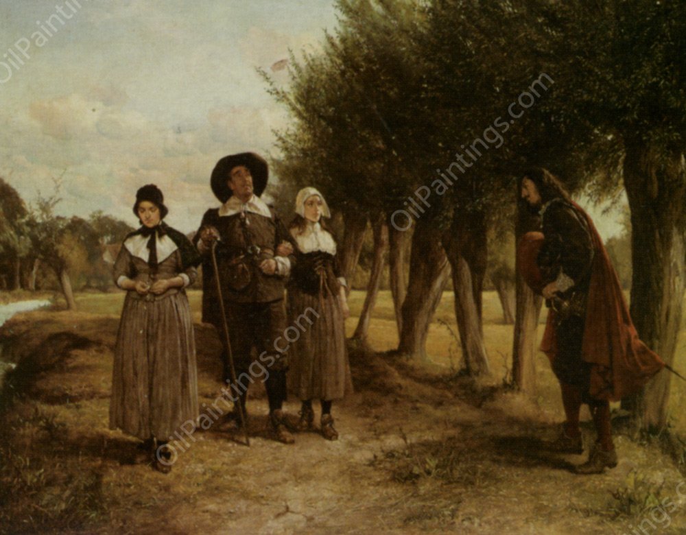 The Wary Father by Edgar Bundy - Hand-Painted Oil Painting Reproduction