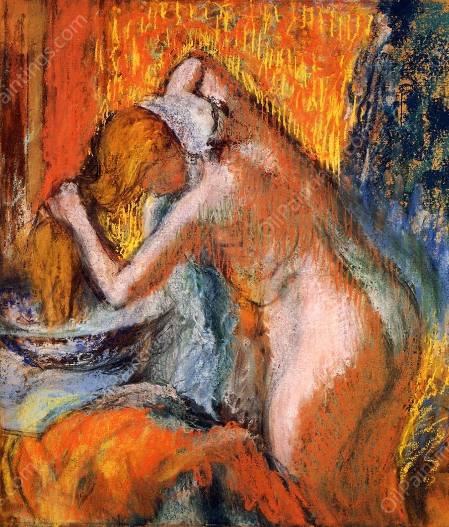 After the Bath, Woman Drying Her Hair by Edgar Degas - Hand-Painted Oil Painting Reproduction