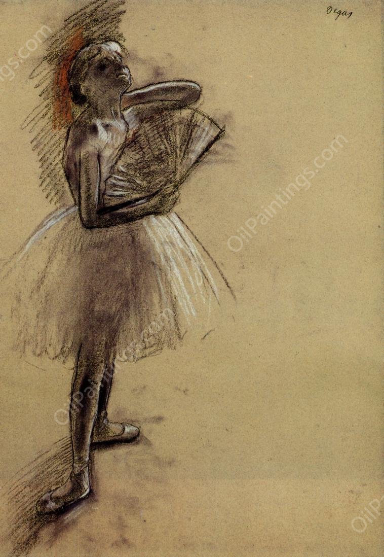 Dancer with a Fan by Edgar Degas - Hand-Painted Oil Painting Reproduction