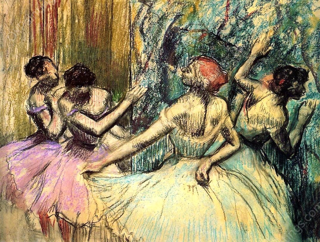 Dancers in the Wings by Edgar Degas - Hand-Painted Oil Painting Reproduction