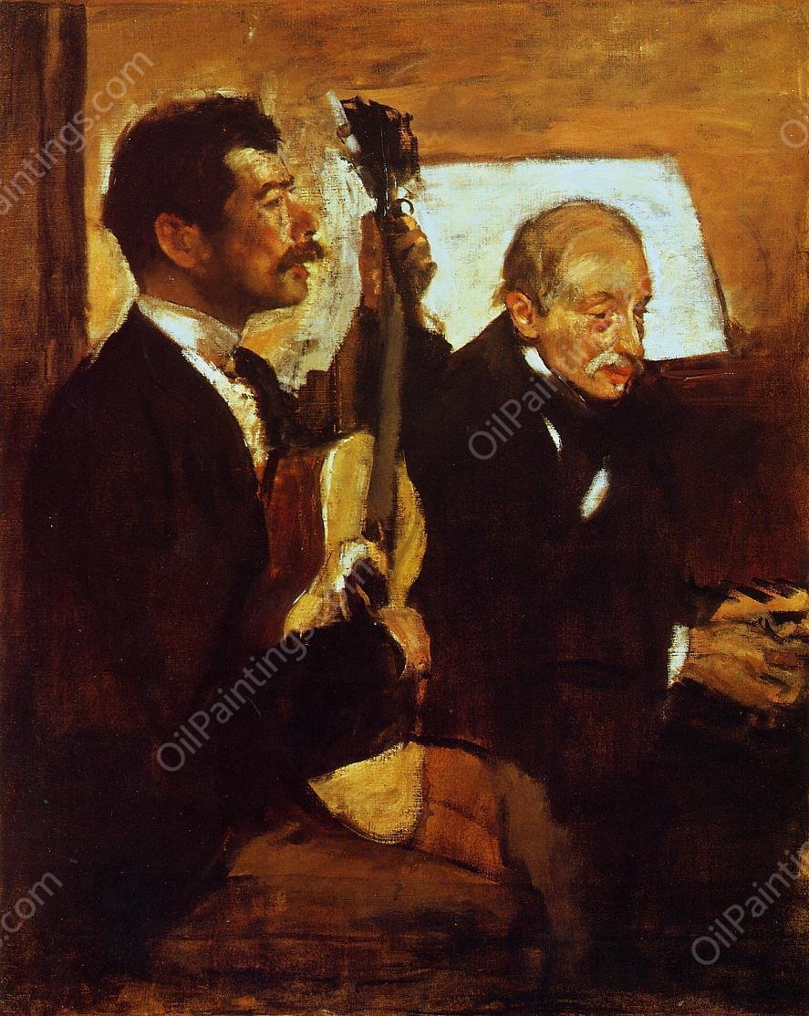 Degas' Father Listening to Lorenzo Pagans by Edgar Degas - Hand-Painted Oil Painting Reproduction