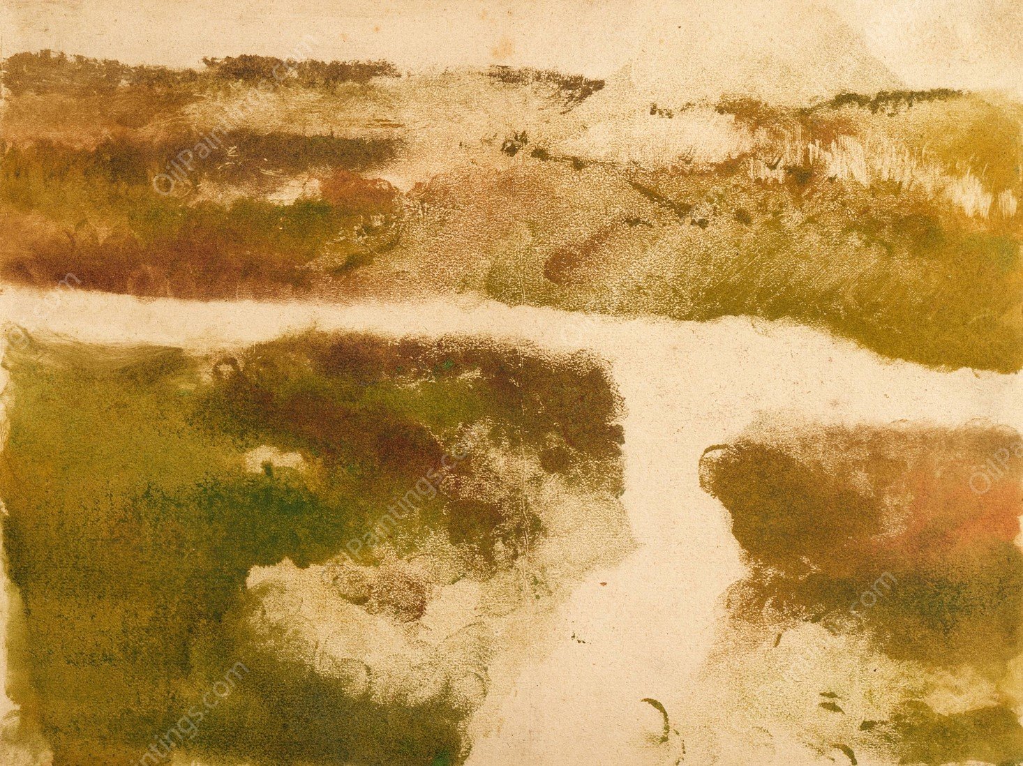 Mountain Landscape  by Edgar Degas - Hand-Painted Oil Painting Reproduction