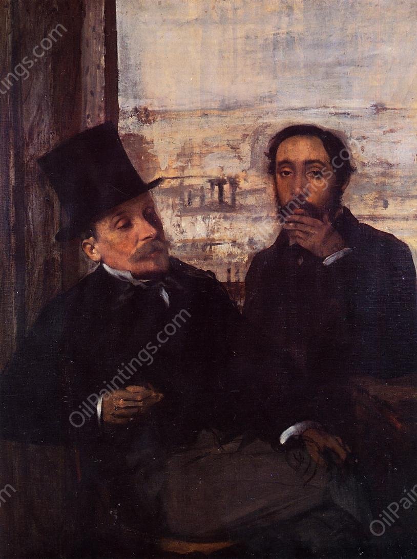 Self Portrait with Evariste de Valernes by Edgar Degas - Hand-Painted Oil Painting Reproduction