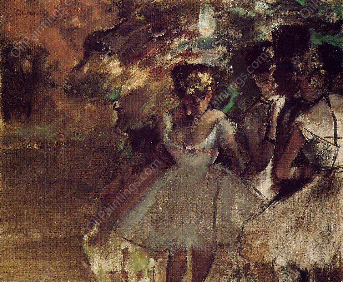 Three Dancers Behind the Scenes by Edgar Degas - Hand-Painted Oil Painting Reproduction
