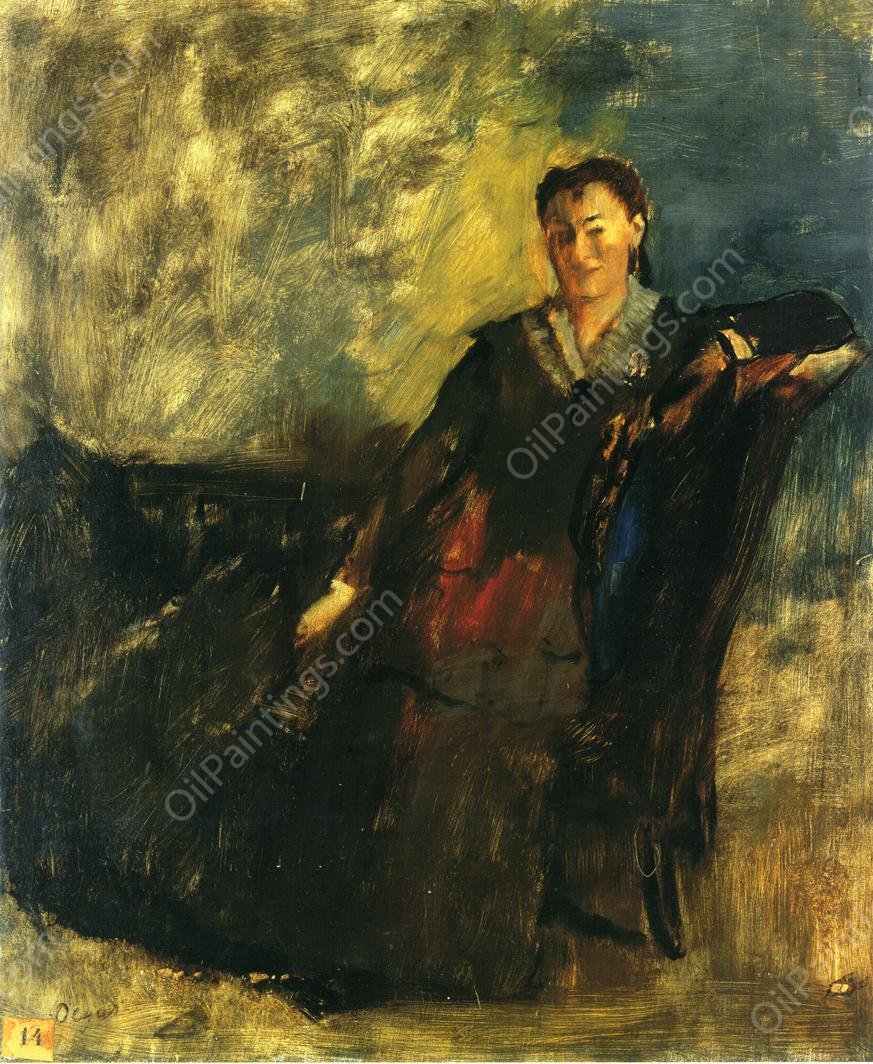 Woman Seated on a Canape by Edgar Degas - Hand-Painted Oil Painting Reproduction
