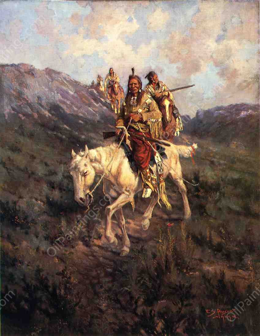 Visit to Another Tribe by Edgar Samuel Paxson - Hand-Painted Oil Painting Reproduction
