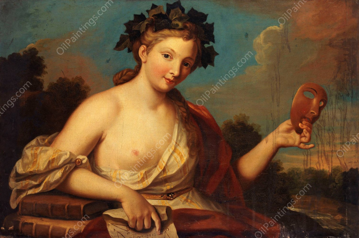 Allegorie de la Comedie.  by Edmond Collignon - Hand-Painted Oil Painting Reproduction