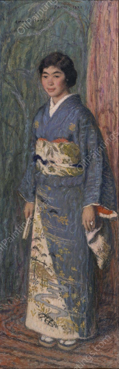 Portrait of a Japanese Woman  by Edmond Francois Aman-Jean - Hand-Painted Oil Painting Reproduction