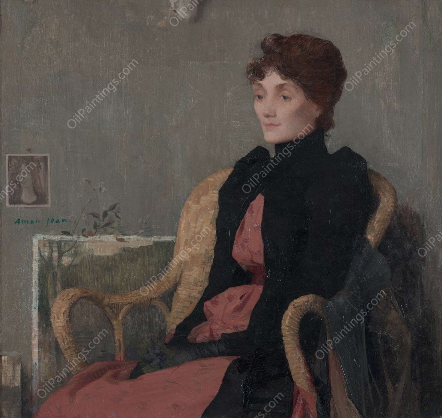 Portrait of a Woman  by Edmond Francois Aman-Jean - Hand-Painted Oil Painting Reproduction