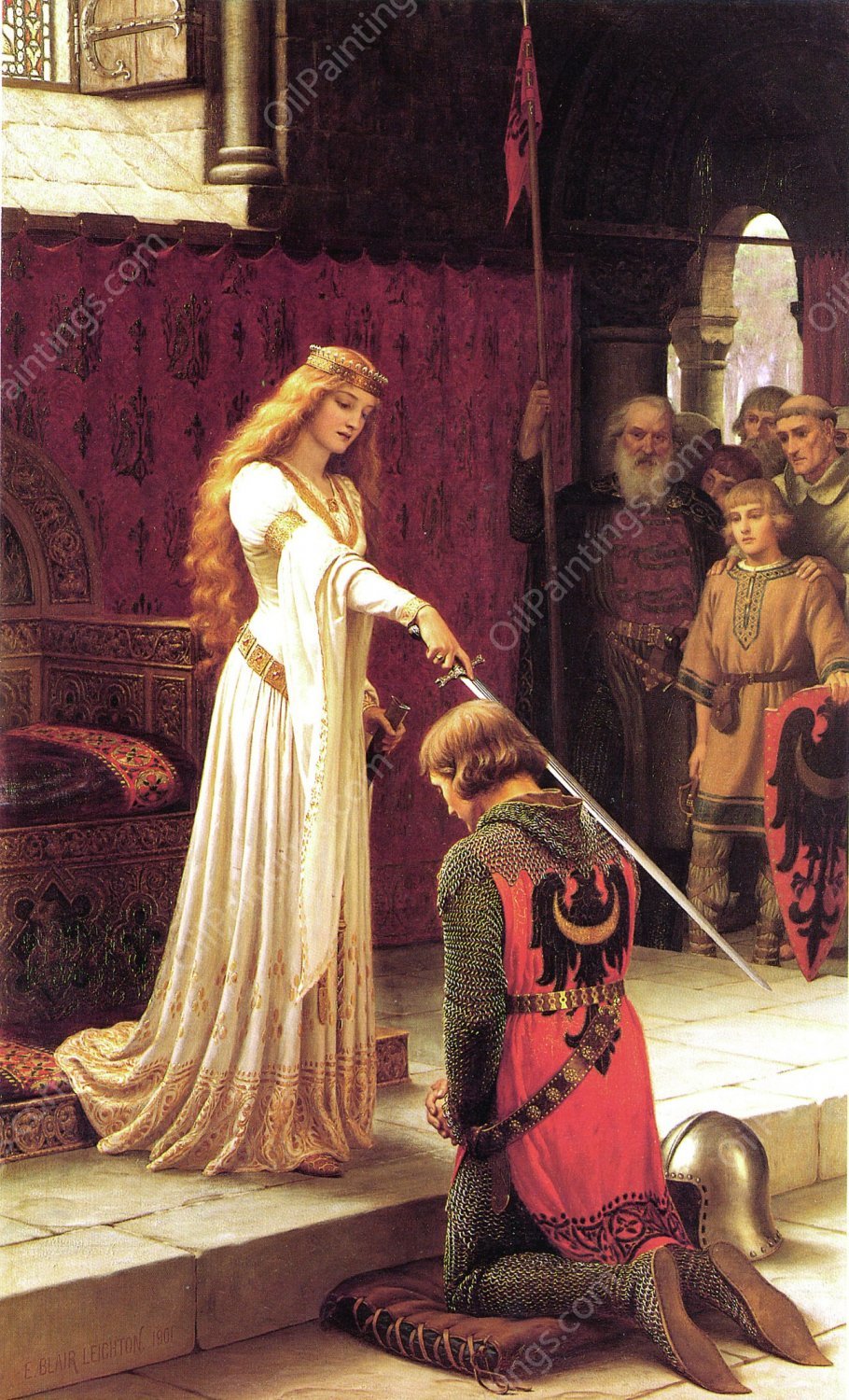 The Accolade by Edmund Blair Leighton - Hand-Painted Oil Painting Reproduction