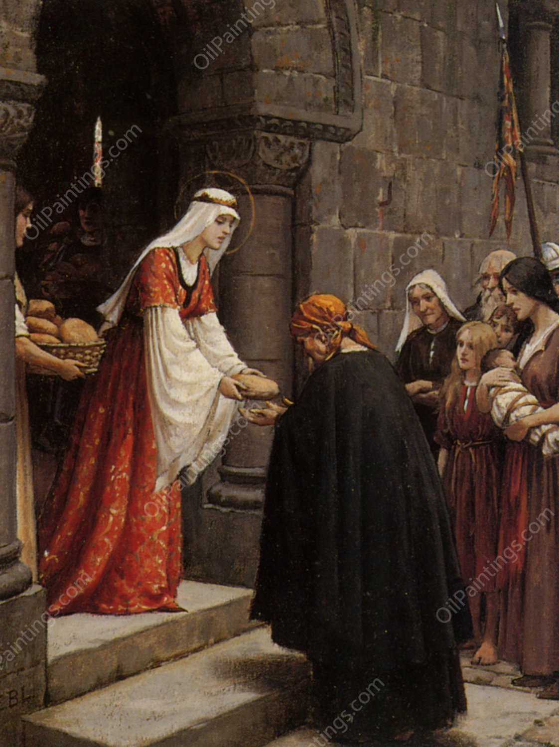 The Charity of Saint Elizabeth of Hungary by Edmund Blair Leighton - Hand-Painted Oil Painting Reproduction