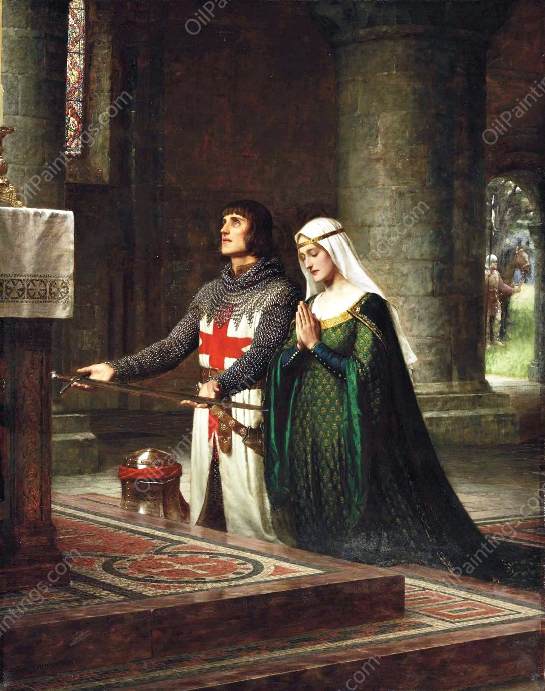 The Dedication by Edmund Blair Leighton - Hand-Painted Oil Painting Reproduction