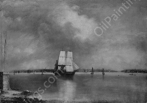 Bay and Harbor of New York from Bedlow's Island by Edmund C. Coates - Hand-Painted Oil Painting Reproduction