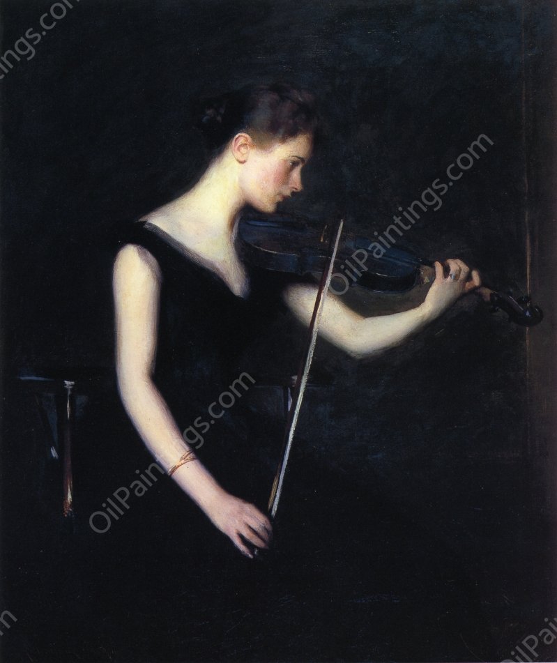 Girl with Violin also known as The Violinist by Edmund Tarbell - Hand-Painted Oil Painting Reproduction