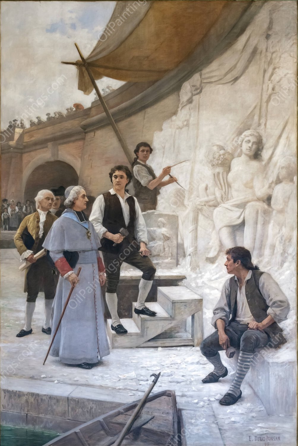 A visit to the sculptor by Edouard Bernard Debat-Ponsan - Hand-Painted Oil Painting Reproduction