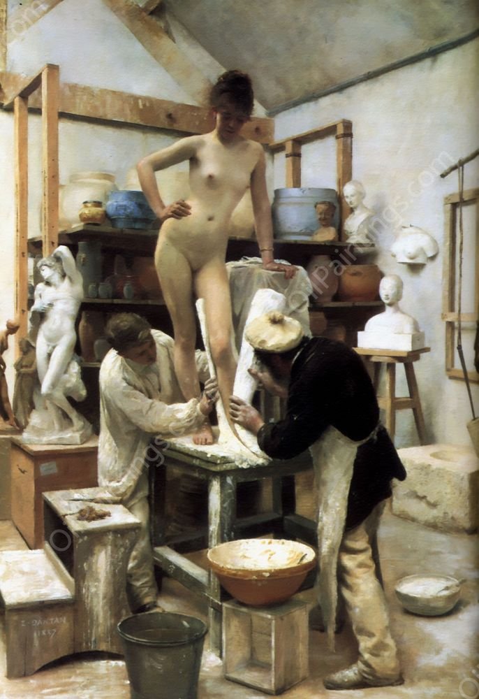 A Casting from Life by Edouard Dantan - Hand-Painted Oil Painting Reproduction