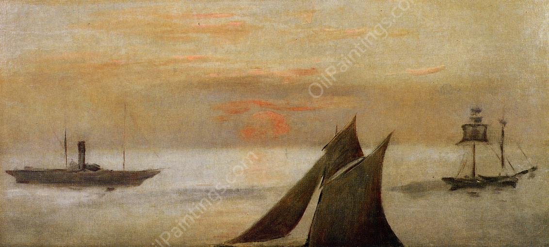 Boats at Sea, Sunset by Edouard Manet - Hand-Painted Oil Painting Reproduction