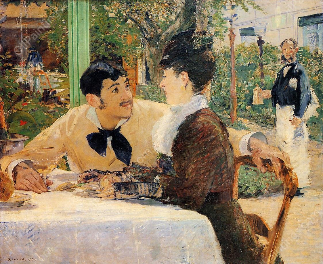 Chez le Pere Lathuille by Edouard Manet - Hand-Painted Oil Painting Reproduction
