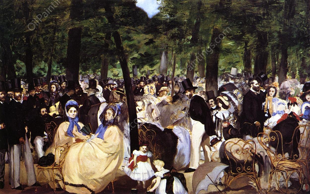 Music in the Tuileries by Edouard Manet - Hand-Painted Oil Painting Reproduction