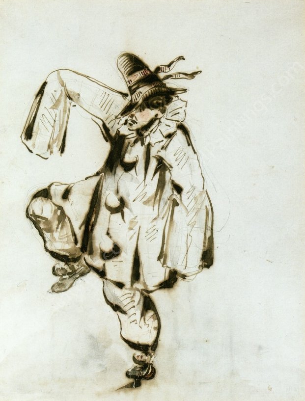 Pierrot Dancer by Edouard Manet - Hand-Painted Oil Painting Reproduction