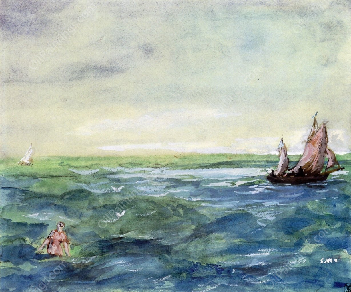 Seascape with Bather by Edouard Manet - Hand-Painted Oil Painting Reproduction