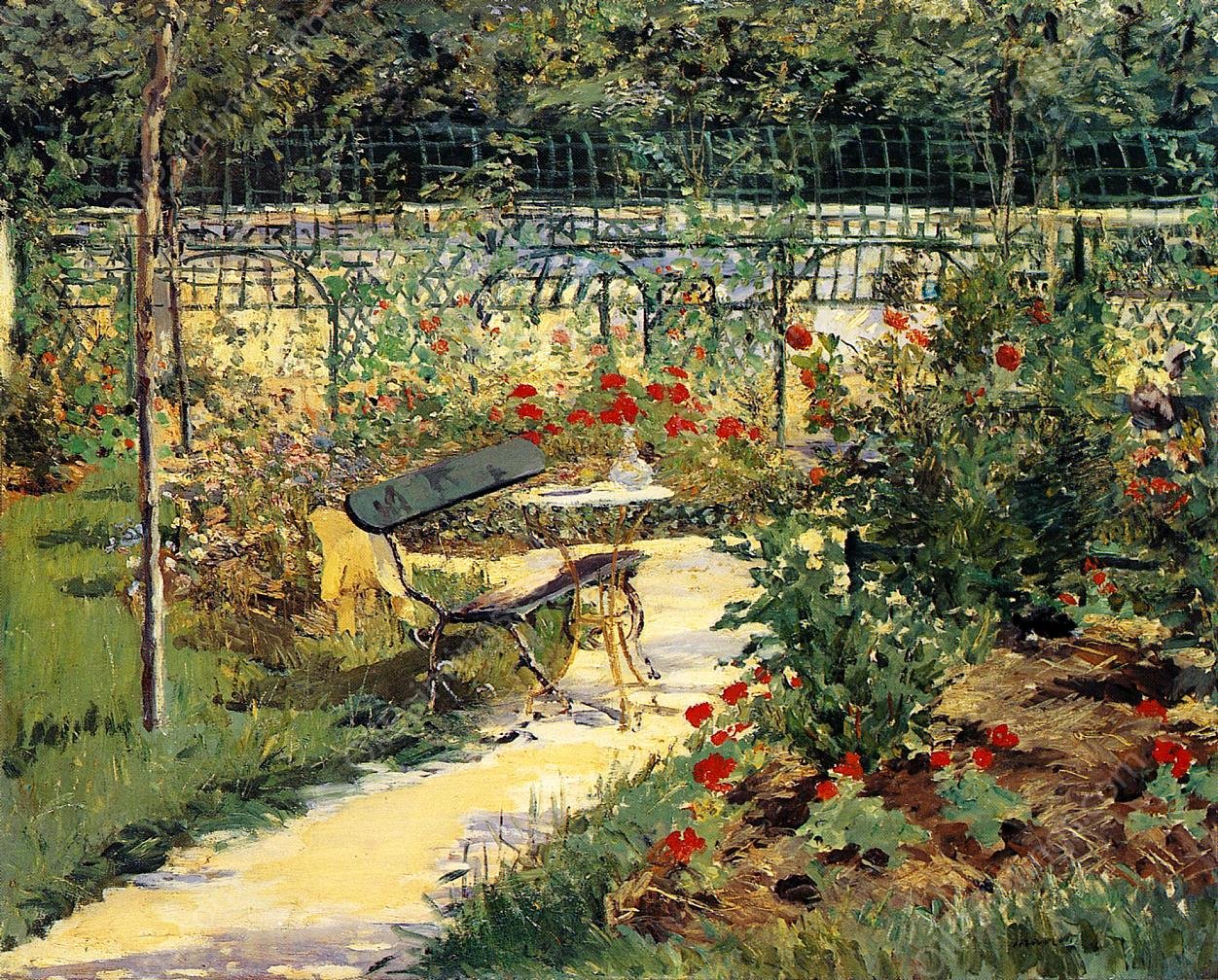 The Bench also known as My Garden by Edouard Manet - Hand-Painted Oil Painting Reproduction
