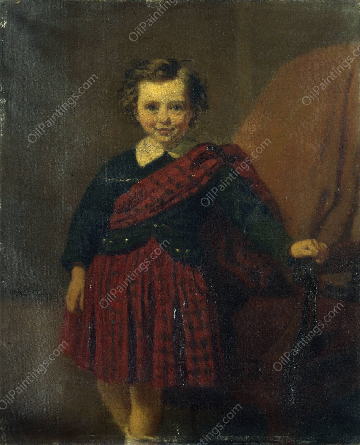 Portrait de petit garcon  by Edouard Moyse - Hand-Painted Oil Painting Reproduction