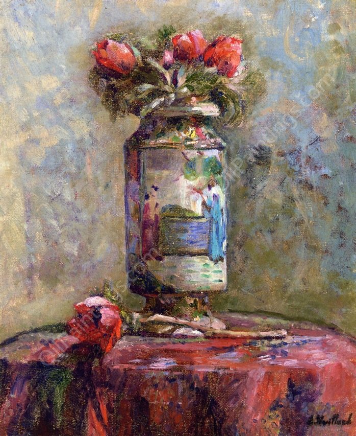 Anemones in a Chinese Vase by Edouard Vuillard - Hand-Painted Oil Painting Reproduction