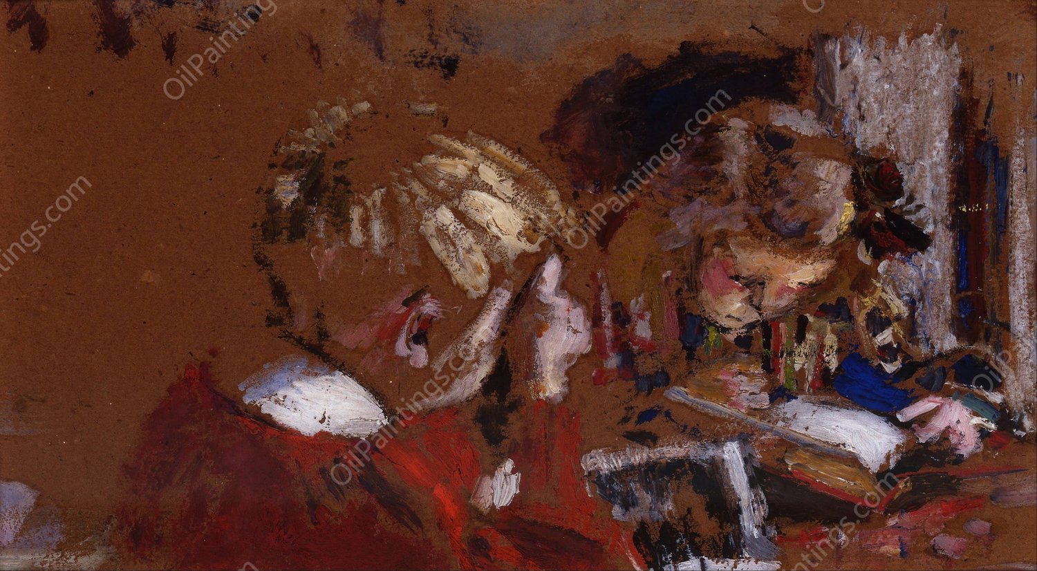 Children Reading  by Edouard Vuillard - Hand-Painted Oil Painting Reproduction