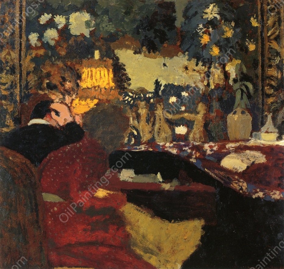 In front of a Tapestry, Misia and Thadee Nathanson, Rue St. Florentin by Edouard Vuillard - Hand-Painted Oil Painting Reproduction