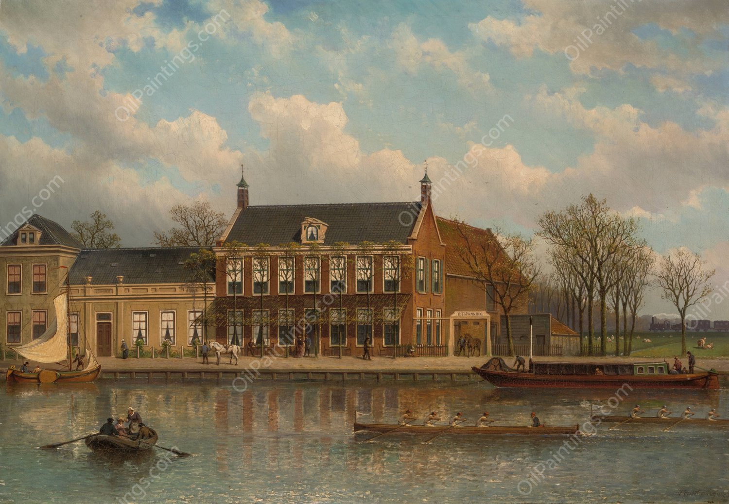 De Amstel bij de uitspanning Lokhorst  by Eduard Alexander Hilverdink - Hand-Painted Oil Painting Reproduction