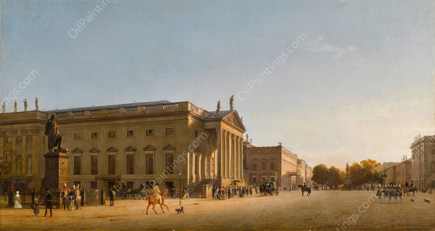 The Royal Opera, Unter den Linden, Berlin  by Eduard Gaertner - Hand-Painted Oil Painting Reproduction