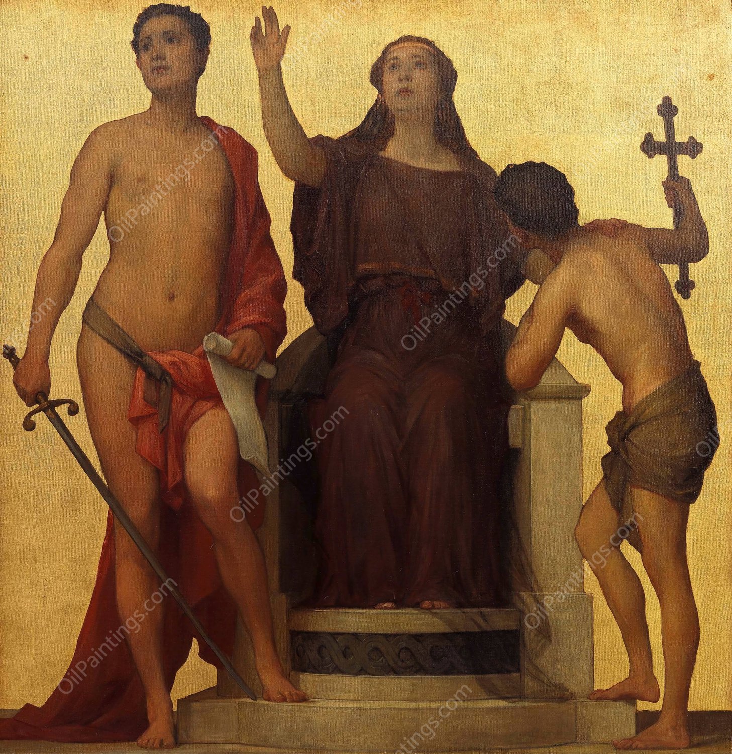 Gerechtigkeit, Milde, Frommigkeit  by Eduard Lebiedzki - Hand-Painted Oil Painting Reproduction