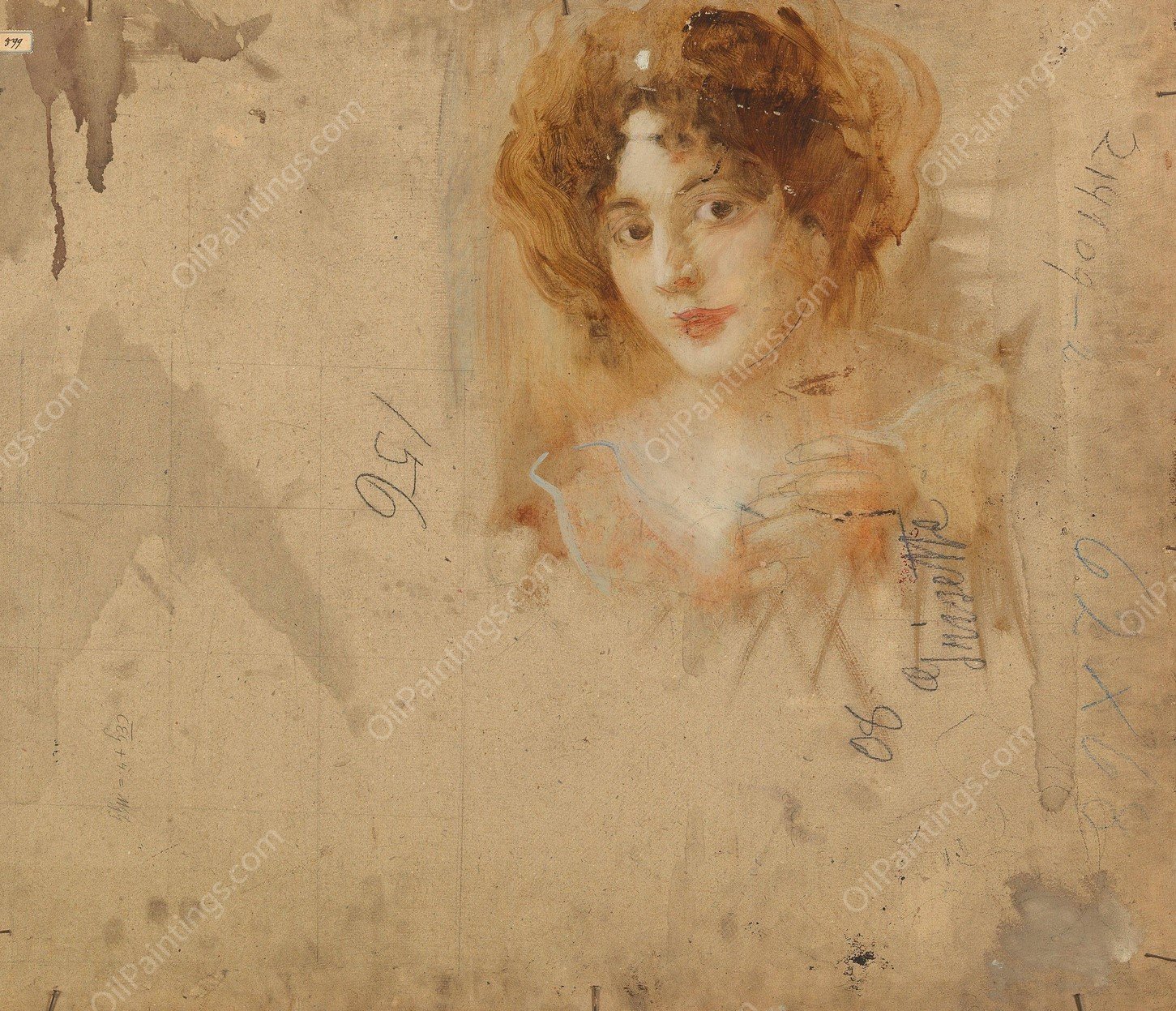 Dame mit Hut in gelbem Kleid by Eduard Veith - Hand-Painted Oil Painting Reproduction