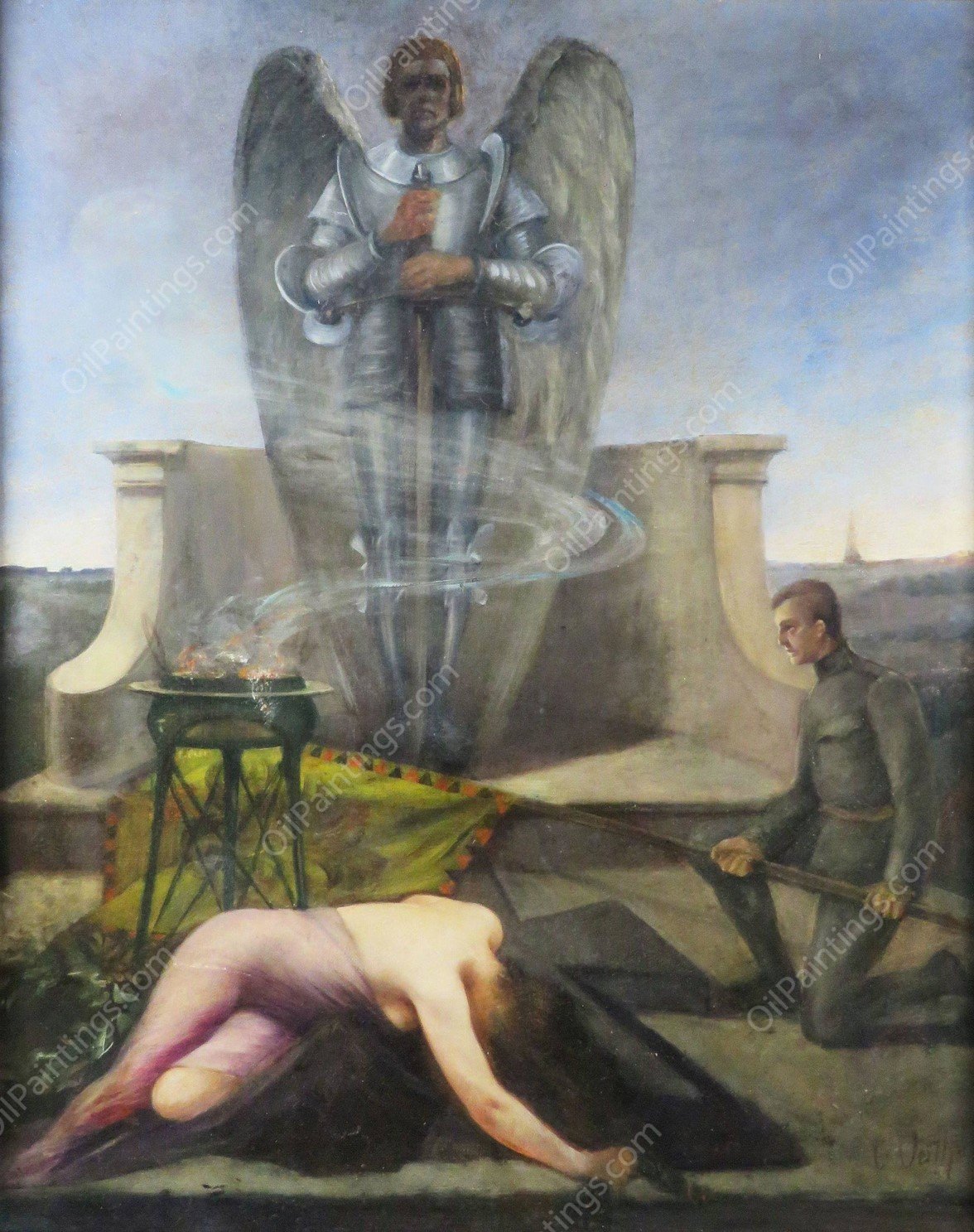 Ehrung an einem Heldendenkmal by Eduard Veith - Hand-Painted Oil Painting Reproduction