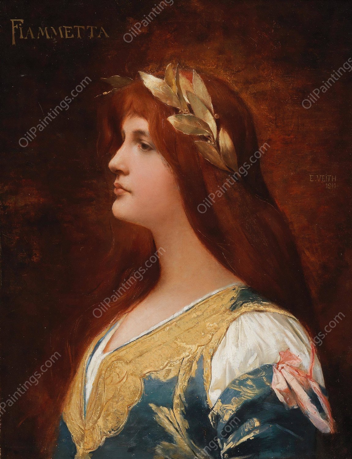 Fiammetta by Eduard Veith - Hand-Painted Oil Painting Reproduction