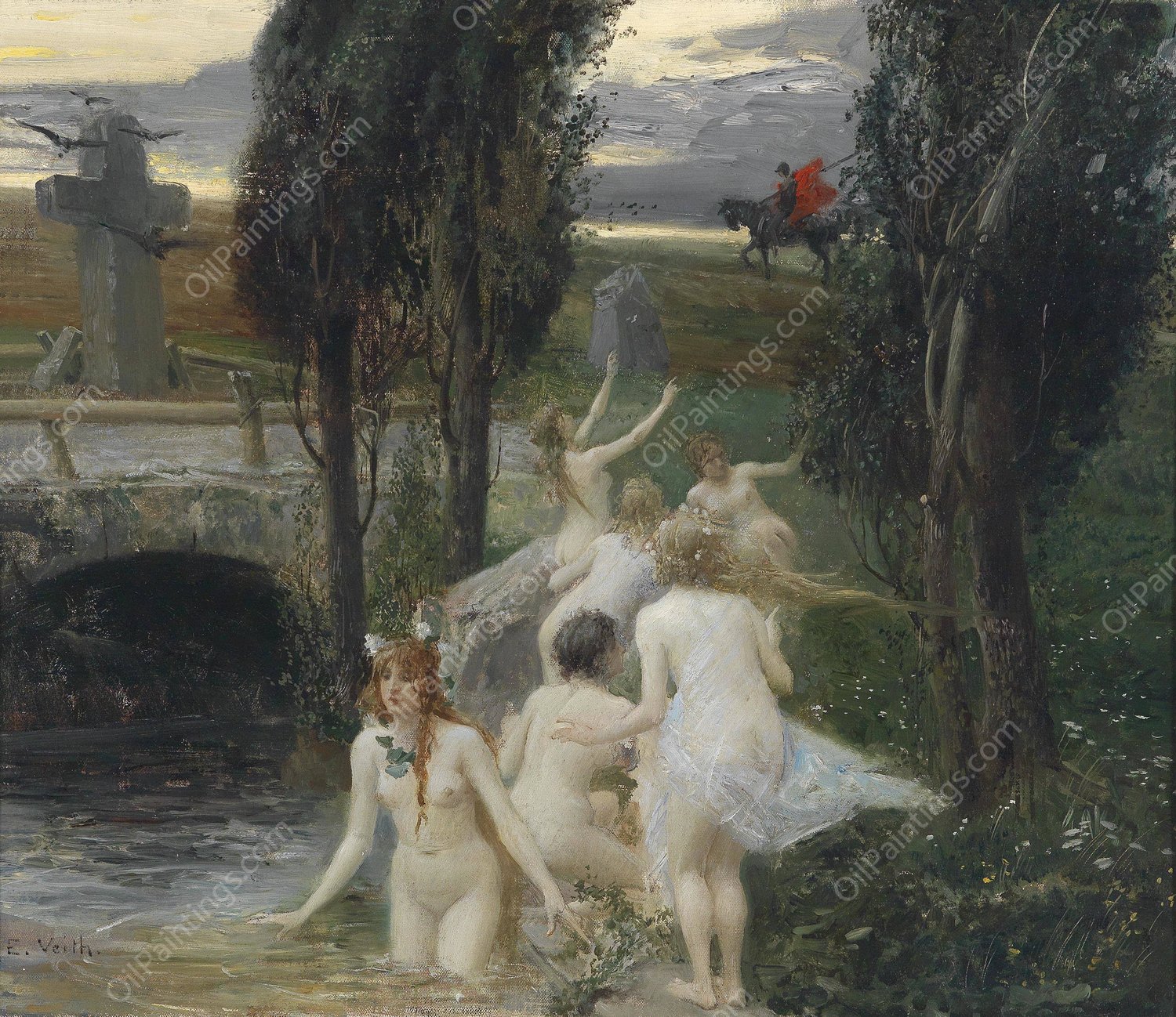 Nereiden by Eduard Veith - Hand-Painted Oil Painting Reproduction