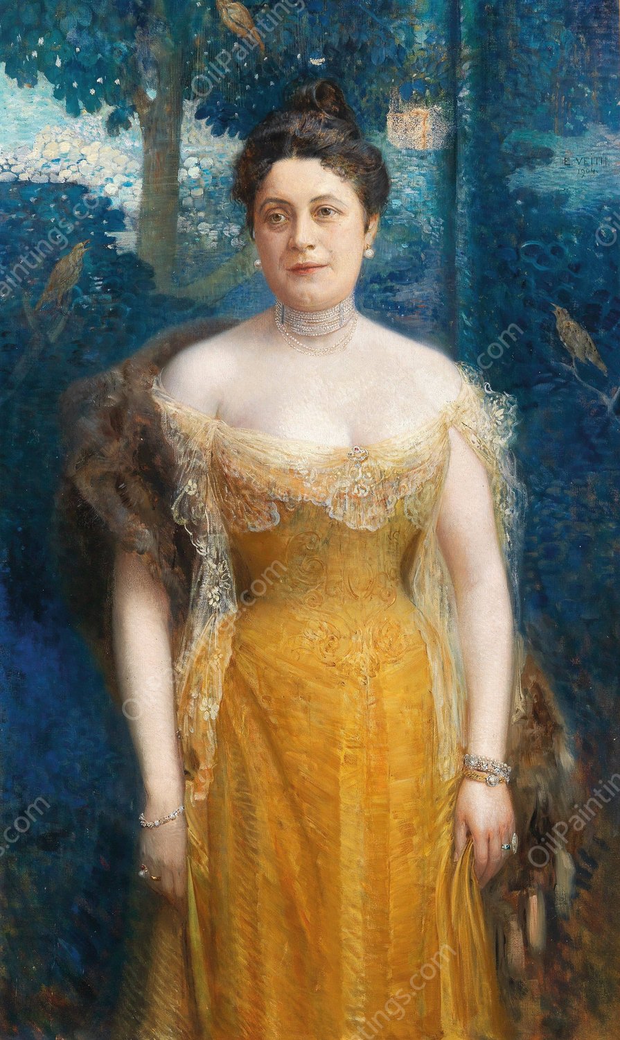 Portrait of Louise Dobner von Dobenau by Eduard Veith - Hand-Painted Oil Painting Reproduction