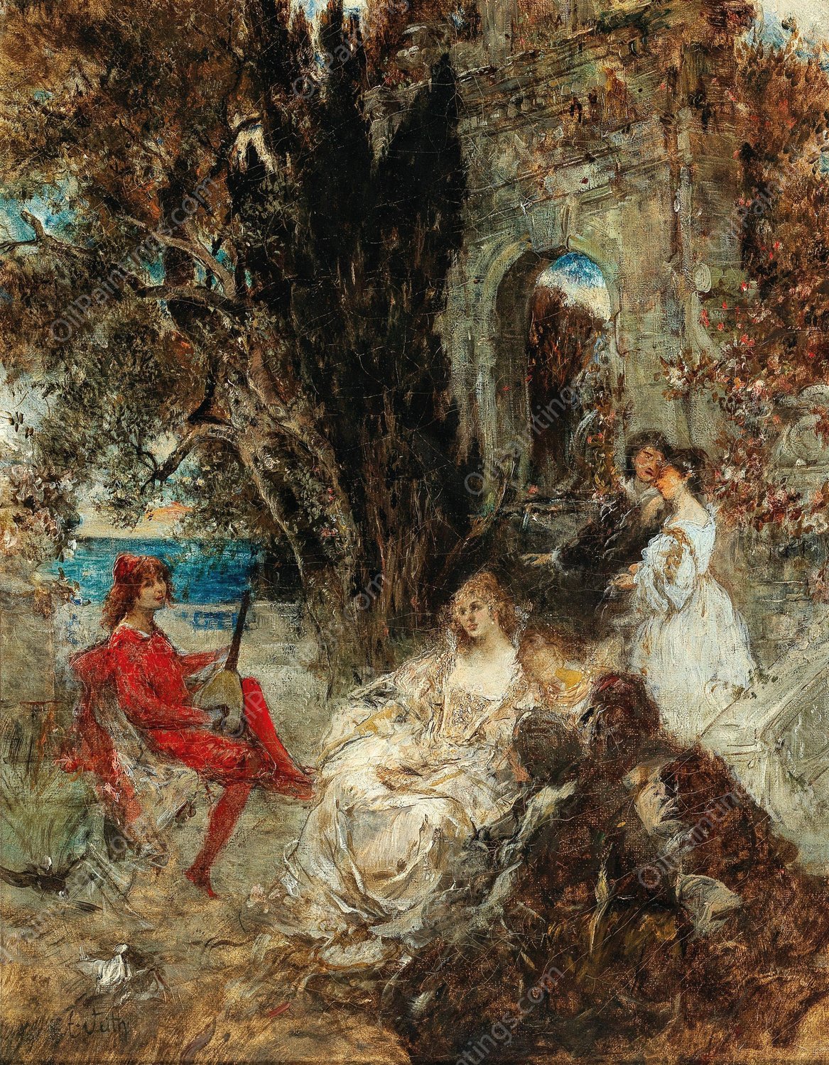Serenade by Eduard Veith - Hand-Painted Oil Painting Reproduction