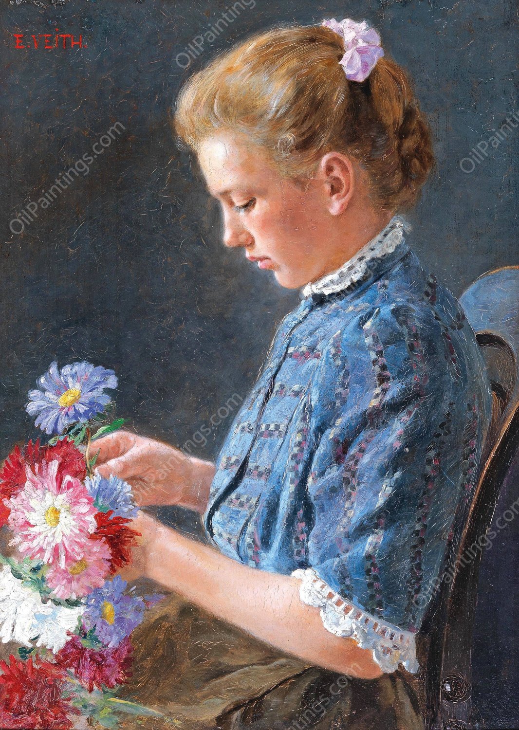 Wiener Madchen vom Naschmarkt  by Eduard Veith - Hand-Painted Oil Painting Reproduction